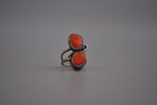 Old Pawn  Navajo Sterling Silver Ring  Coral Size 4 picture