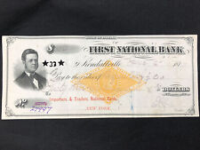 Antique Bank Check Original 1877 First National Bank Indiana 27997 Hole PuncheY picture