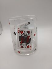 6 Vintage Old Fashioned Drink Glasses Card Suits great condition picture