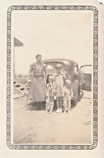 ANTIQUE PHOTO WOMAN on CRUTCHES by a CAR 1938 picture