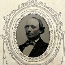 Antique Tintype William Partgage Photo Image Well-Dressed Gent Paper Frame READ picture