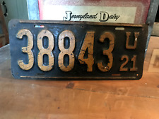 1921 Utah License Plate Tag Original Antique Vintage UT 38843 picture