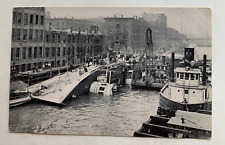 1915 IL Postcard Chicago Steamer SS Eastland Disaster Rescue View from Fire Tug picture
