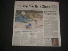 2020 DECEMBER 3 NEW YORK TIMES - BRITAIN GIVES APPROVAL TO VACCINE FROM PFIZER picture