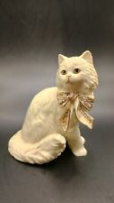 LENOX Sitting Pretty Cat Kitty 24K Gold Trim Figurine, White, Collectible Fluffy picture