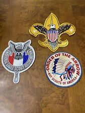 Vintage lot of 3 Boy Scout Patches Order of the Arrow Eagle Large Decals picture