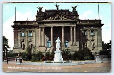 Postcard Germany Wiesbaden Konigl Theater Schiller Monument Vtg View E1 picture