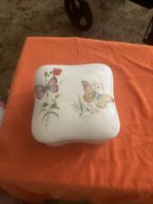Vtg Porcelain Ceramic Hand Painted Trinket Dish Butterflies 3.75