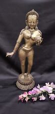 Beautiful Dacing Lady Statue Bronz Standing Indian Lady Home Diwali Decor 16inch picture