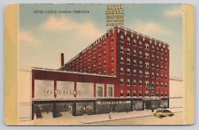 Omaha Nebraska Hotel Castle Westward HO 1940s Taxi Vintage Linen Postcard picture