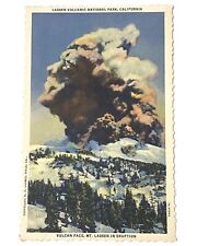 1937 Vtg Linen Postcard Vulcan Face, 1914 Mt Lassen Erupting Curt Teich Deckle picture