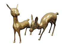 2 Vintage Brass Deer Or Doe Figurines - Mid Century MCM picture