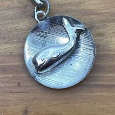 Vintage Metal Whale Keychain Silver 1