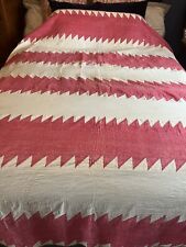 Antique Handstitched Quilt Red And White Coverlet picture