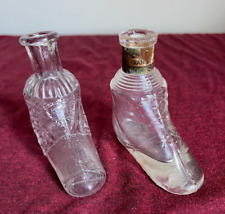 Antique pair of shoe shaped glass perfume bottles picture