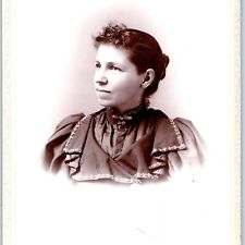 c1880s Boston, MA Young Woman Lady Fancy Dress Cabinet Card Photo Mass B16 picture