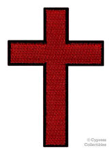 CHRISTIAN CROSS iron-on PATCH embroidered BLACK RED CRUCIFIX JESUS BIKER new  picture