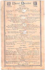 March 10, 1919 -  Hotel Bender, Houston, Texas - Luncheon - Dinner Menu picture