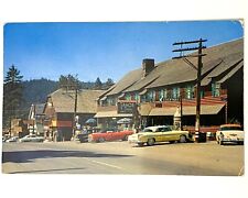Vintage Tahoe City CA Postcard Street Scene Tahoe Inn Drug Store 1950s Cars picture