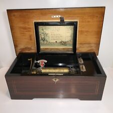 1800’s Large Antique Key Wind swiss cylinder music box 8 Airs ,Song, Works Great picture