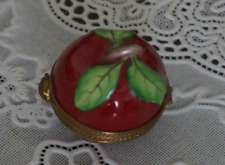 VINTAGE Decoree a La main Limoges Apple Shape Hinged Trinket Box Signed, France picture