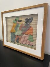 Three People With Hats 100% Wool Tapestry Made In Peru- Framed In Wood picture