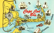 Vintage Postcard Large Letter Cape Cod Bay Massachusetts Map Atlantic Ocean MA picture