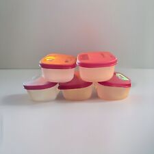 Set Of 5 NEW VINTAGE TUPPERWARE #2086B-1 Freezer Mates With Purple Lids NOS picture