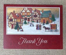 Vintage Mark Dixon Christmas Thank You Card Quaint Victorian Village In Winter picture