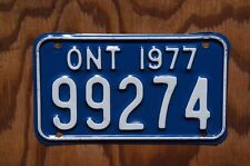 1977 ONTARIO Canada MOTORCYCLE License Plate picture