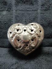 Vintage Potpourri Container Embossed Silver Plated Heart picture