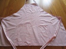 Vintage Red Stripe Full Bib Apron Two Pockets picture