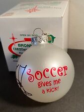 Bronner's Wonderland Soccer Gives me a kick ' 3” Glass Ball Christmas Ornament picture