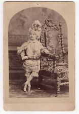 Antique Cabinet Card Photo Wonderful Dress Up Girl Studio Image 1870 picture