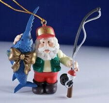 Vintage 1996 Christmas Ornament Santa Claus Fisherman Fishing Swordfish KIRKLAND picture