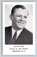Passiac New Jersey Mayor Paul G. De Muro DeMuro Voting Campaign Postcard picture