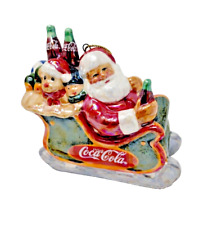 VTG Coca Cola Pearlescent Porcelain Ornament Collection 2004 Santa In Sleigh picture