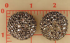 2 Large Dark Silver Metal Rhinestone Buttons Hematite 3 Crystal Czech 1.25
