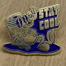 Vintage Old Blue Beer Stay Cool Gold Tone Enamel Pin Brooch VGC picture