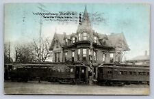 K3/ Rushville Indiana Postcard c1910 Trolley Interurban Station Depot  5 picture