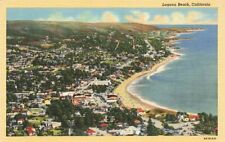c1930s-40s Birds Eye View Laguna Beach Linen CA P399 picture