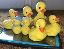 7 Vintage 1973 Byron Molds Ceramic Yellow Baby Farm Duck Figurine 5” To 3” picture