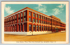 c1940s Union Station Springfield Massachusetts Vintage Postcard picture