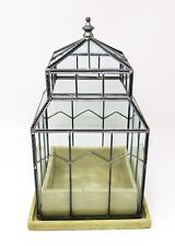 Vintage Metal & Glass Tabletop Greenhouse Square Terrarium Display picture
