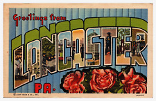 Lancaster Pa Large Letter Postcard Curt Teich Linen- A52 picture