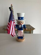 STEINBACH CHUBBY UNCLE SAM NUTCRACKER HOLDING AMERICAN FLAG STAMPED with TAG picture