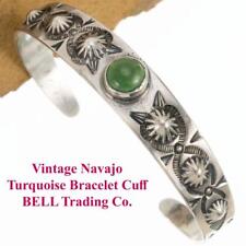 OLD Navajo Turquoise Bracelet WHIRLING LOGS FRED HARVEY Sterling Silver Mens 30s picture