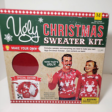 New Ugly Christmas Sweater Kit Special Edition Mens M Women's L Red Reindeer Pom picture