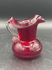 Red Crackled Hand-Blown Glass Bud Vase Jamestown Giftware 3” Tall picture