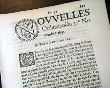 Rare 17th Century EARLIEST OF NEWSPAPERS 1641 Paris FRANCE French Old Periodical picture